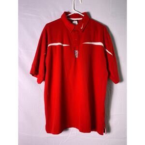 Nike Dri-Fit Football Red Short Sleeve Polo Shirt 1/4 Buttons Men's Size Large